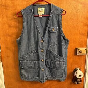 Vintage Travel Smith Denim Vest Women's M Cottagecore Denim 90s 70 Fishermancore